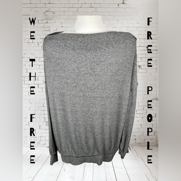 Free People | We The Free | Thermal Gray Ribbed Sweater - Picture 2 of 5